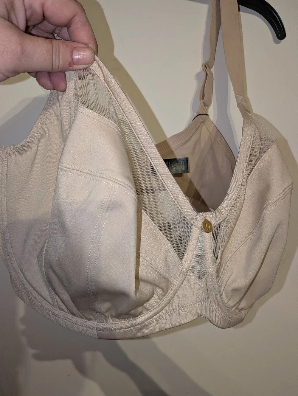 44G Unpadded Under Wire Bra In champagne. Full Coverage